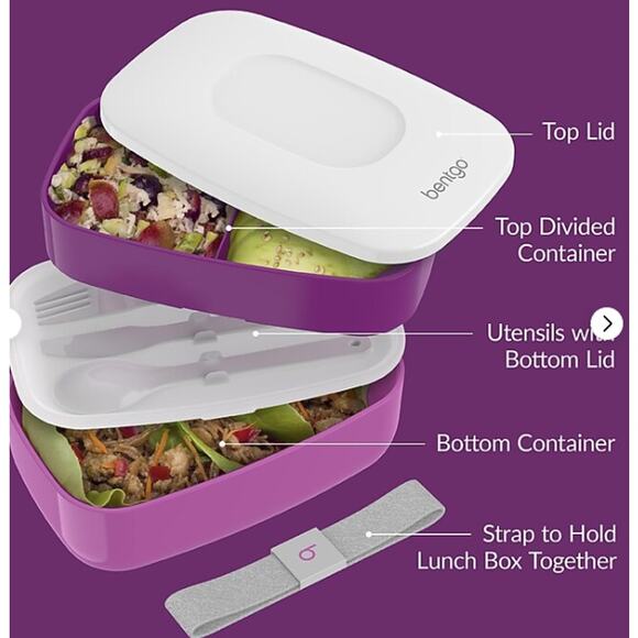 Bentgo Classic All-in-One Stackable Lunch Box Container w/ Flatware New Sealed - Picture 4 of 4
